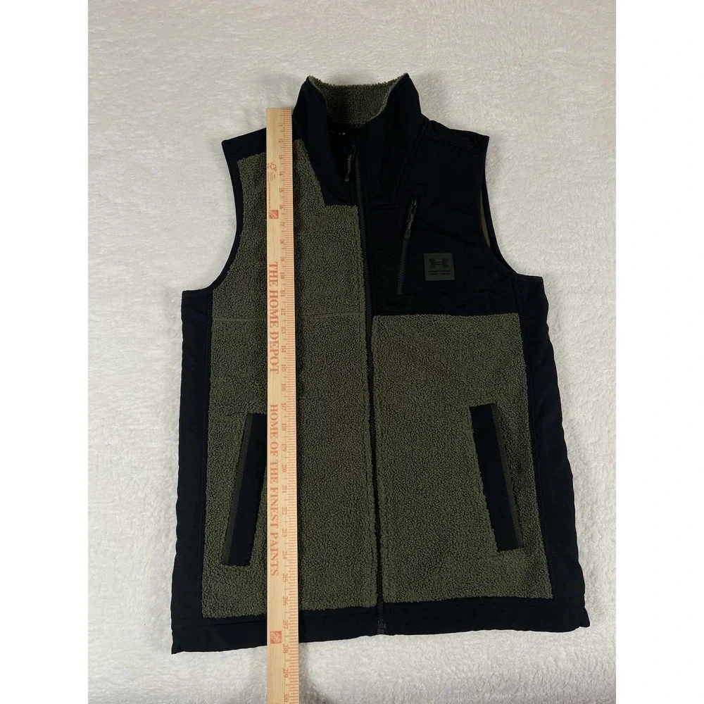 Under Armour Mission Boucle Green Fleece Full Zip Mock Sherpa Vest Men's‎ Small
